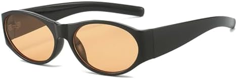 

Ретро овальные солнцезащитные очки для мужчин, модные градиентные очки с защитой от УФ-излучения UV400 для женщин, оранжево-синие солнцезащитные очки MTZJH, Black Champagne