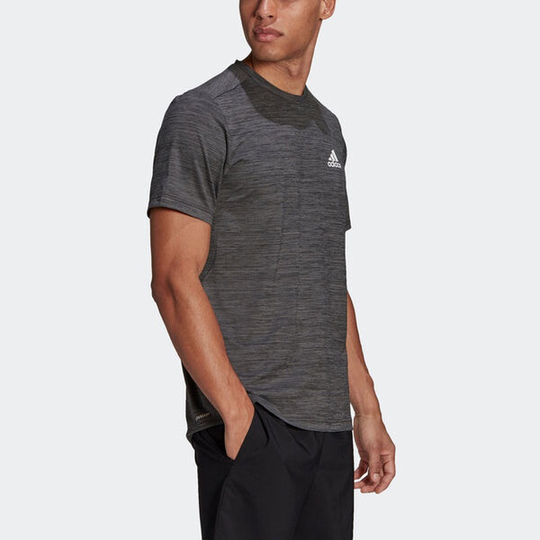 Футболка adidas M Ht El Tee Training Sports Round Neck Short Sleeve Metallic Black, черный — фото 4