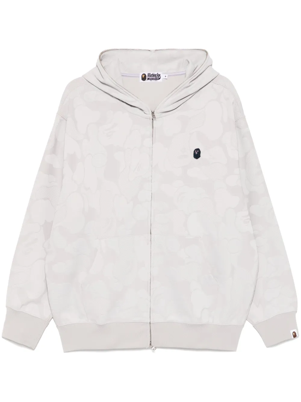 

Худи на молнии с камуфляжным узором A BATHING APE, серый