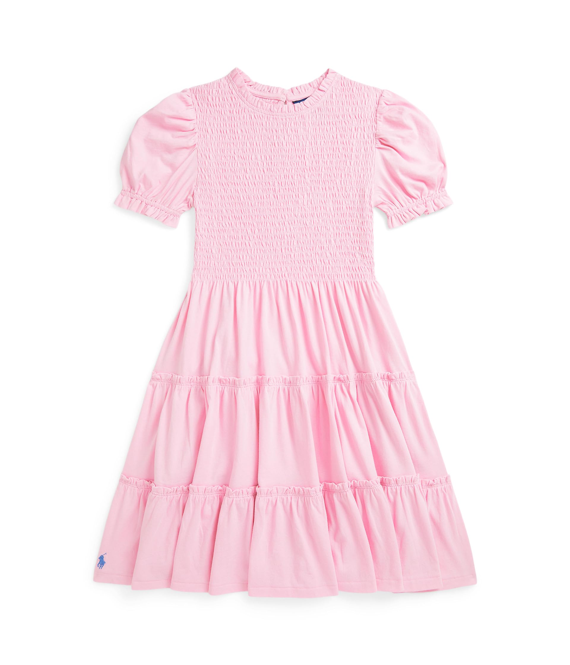 

Платье Polo Ralph Lauren Kids Smocked Cotton Jersey Dress, цвет Carmel Pink/Harbor Island Blue