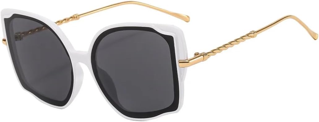 

Солнцезащитные очки для мужчин и женщин - защита UV400 - «кошачий глаз», металлические петли, цветные линзы, для занятий спортом на открытом воздухе и вождения DSVIGF, White