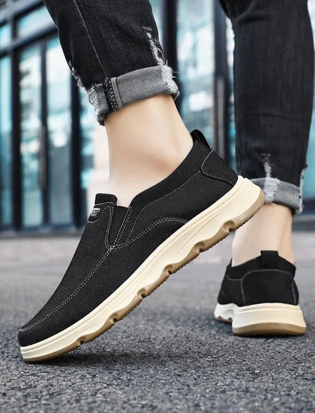 Лоферы мужские, дышащая подкладка, Canvas Loafers, Black Hhhchpm — фото 3