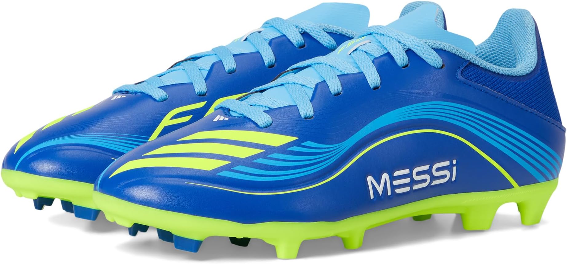 

Кроссовки adidas Kids F50 Messi League Firm Ground/Multi Ground Cleats, Team Royal Blue/Solar Yellow/Semi Blue Burst