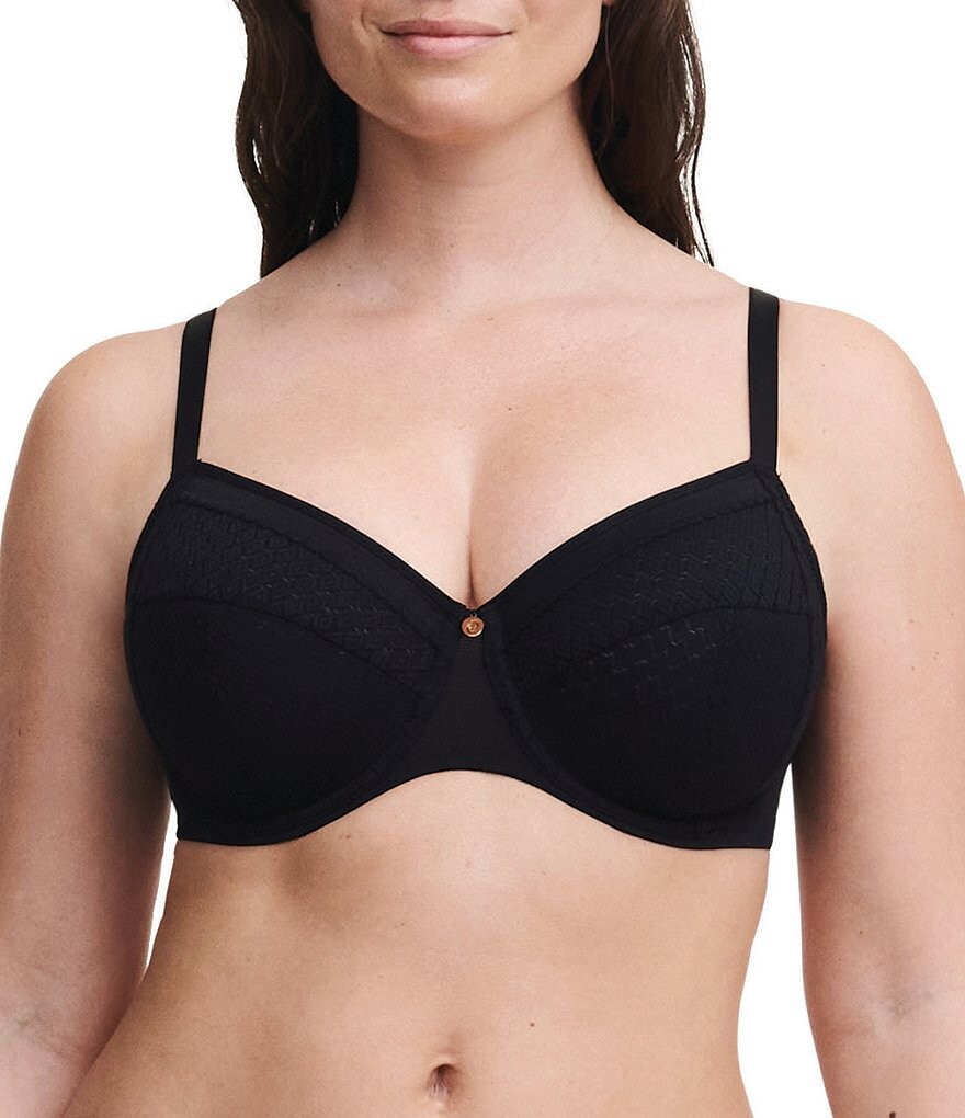 

Комфортный кружевной бюстгальтер без подкладки Chantelle Lucie на косточках, черный