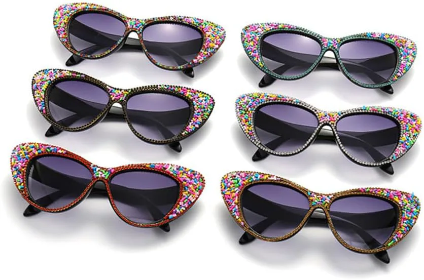 

Большие солнцезащитные очки «кошачий глаз» для женщин, украшенные стразами и бриллиантами, в стиле панк, с защитой от ультрафиолета UV400, винтажные очки HPIRME, 10