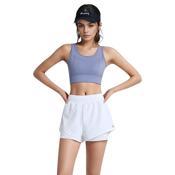 

Женские шорты для активного отдыха с высокой талией, внутренним компрессионным слоем и широким эластичным поясом Anna-Kaci, White