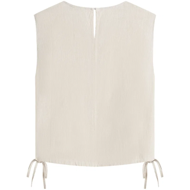 Футболка женская Khaki White Stripes 0AA с круглым вырезом Tommy Hilfiger — фото 3