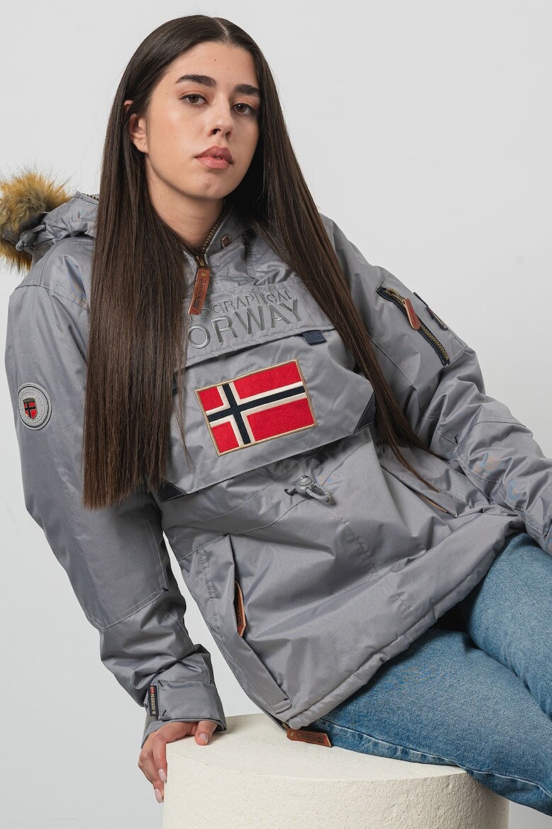 

Зимняя куртка баклажанового цвета с капюшоном Geographical Norway, серый
