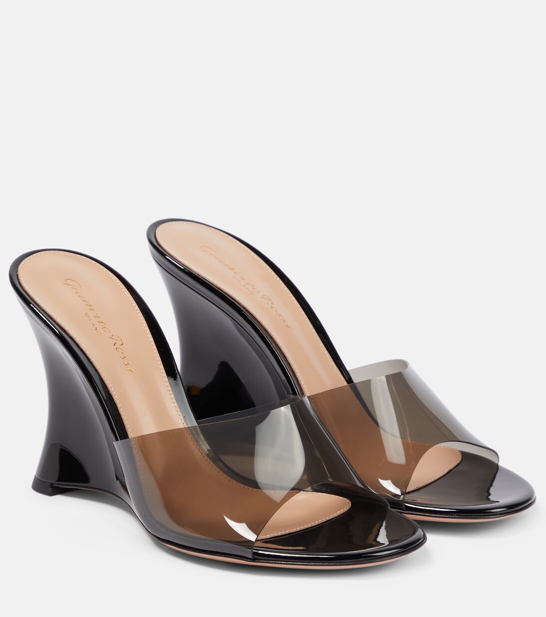 Кожаные босоножки на танкетке Gianvito Rossi, черный