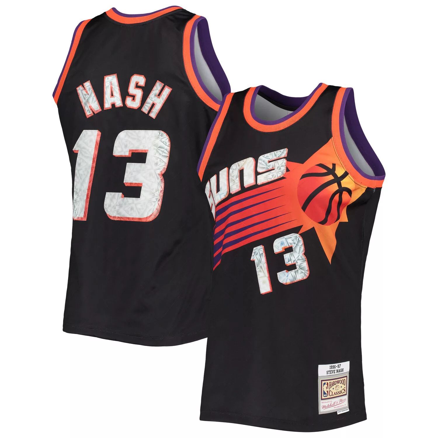 

Мужская майка Mitchell & Ness Steve Nash Black Phoenix Suns 1996-97 Hardwood Classics, посвященная 75-летию Diamond Swingman