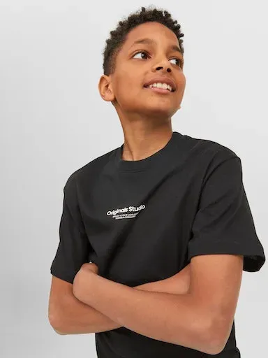 Рубашка с круглым вырезом для подростков Jack & Jones "JORVESTERBRO TEE SS CREW NECK NOOS JNR" Jack & Jones Junior, черный — фото 3