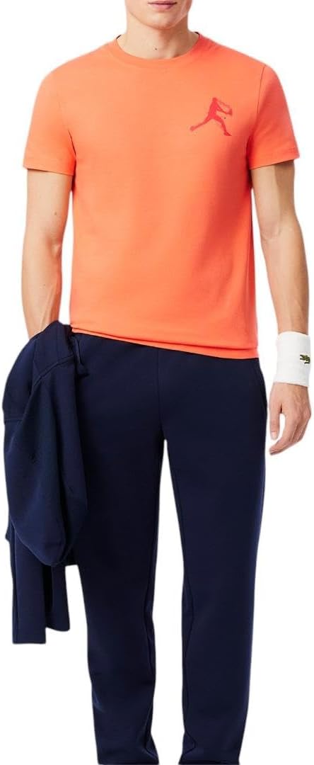 Футболка Lacoste Mens Sport Tennis X Novak Djokovic, спортивная теннисная одежда, красный/бордовый — фото 4