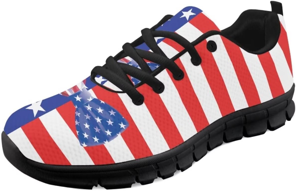 

Кроссовки с американским флагом для женщин, беговые и теннисные обувь, легкие спортивные трейловые кроссовки, мужские кроссовки ко Дню независимости США Getelinseng, American Flag Bow