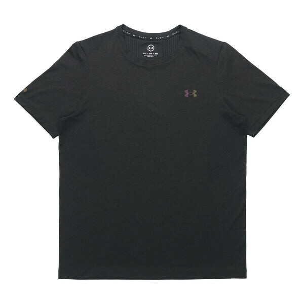 

Футболка men's rush seamless casual sports breathable short sleeve black Under Armour, черный