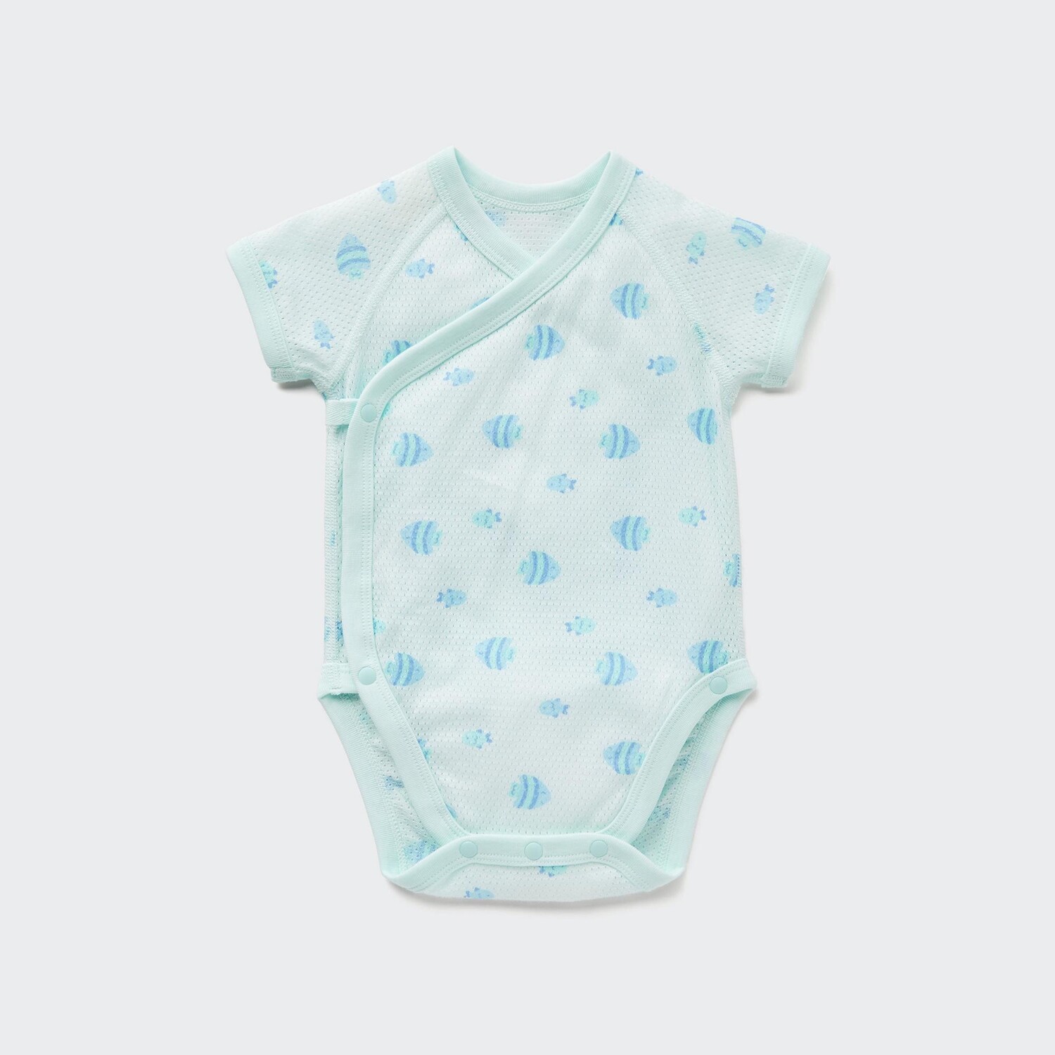 

Боди UNIQLO Joy of Print из хлопковой сетки с короткими рукавами, синий