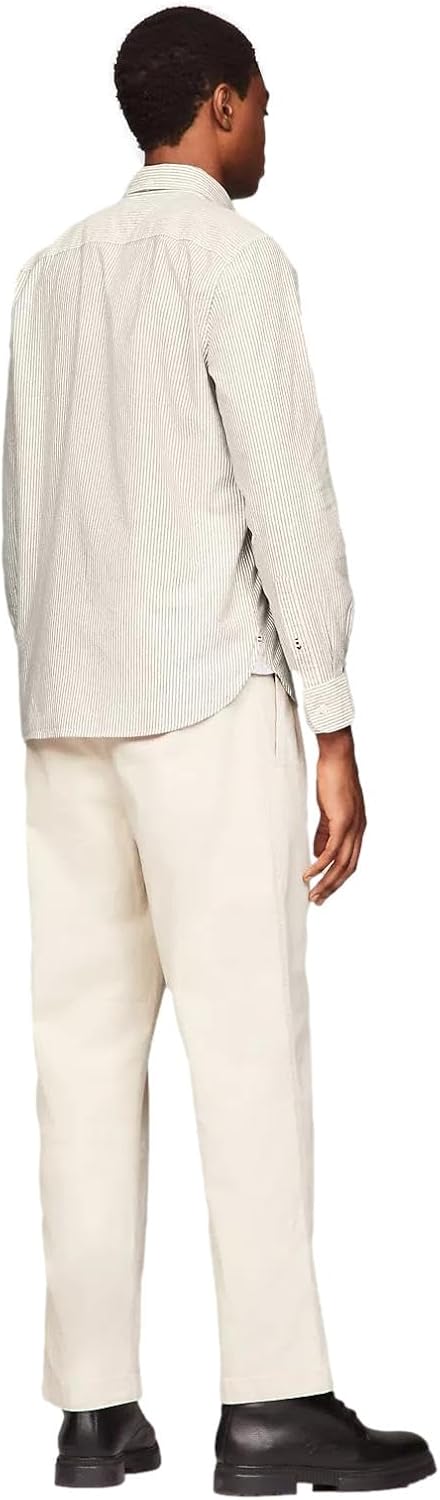 Рубашка Tommy Hilfiger Signature Long Sleeve Casual Button Down, классический бежевый/полоска — фото 4