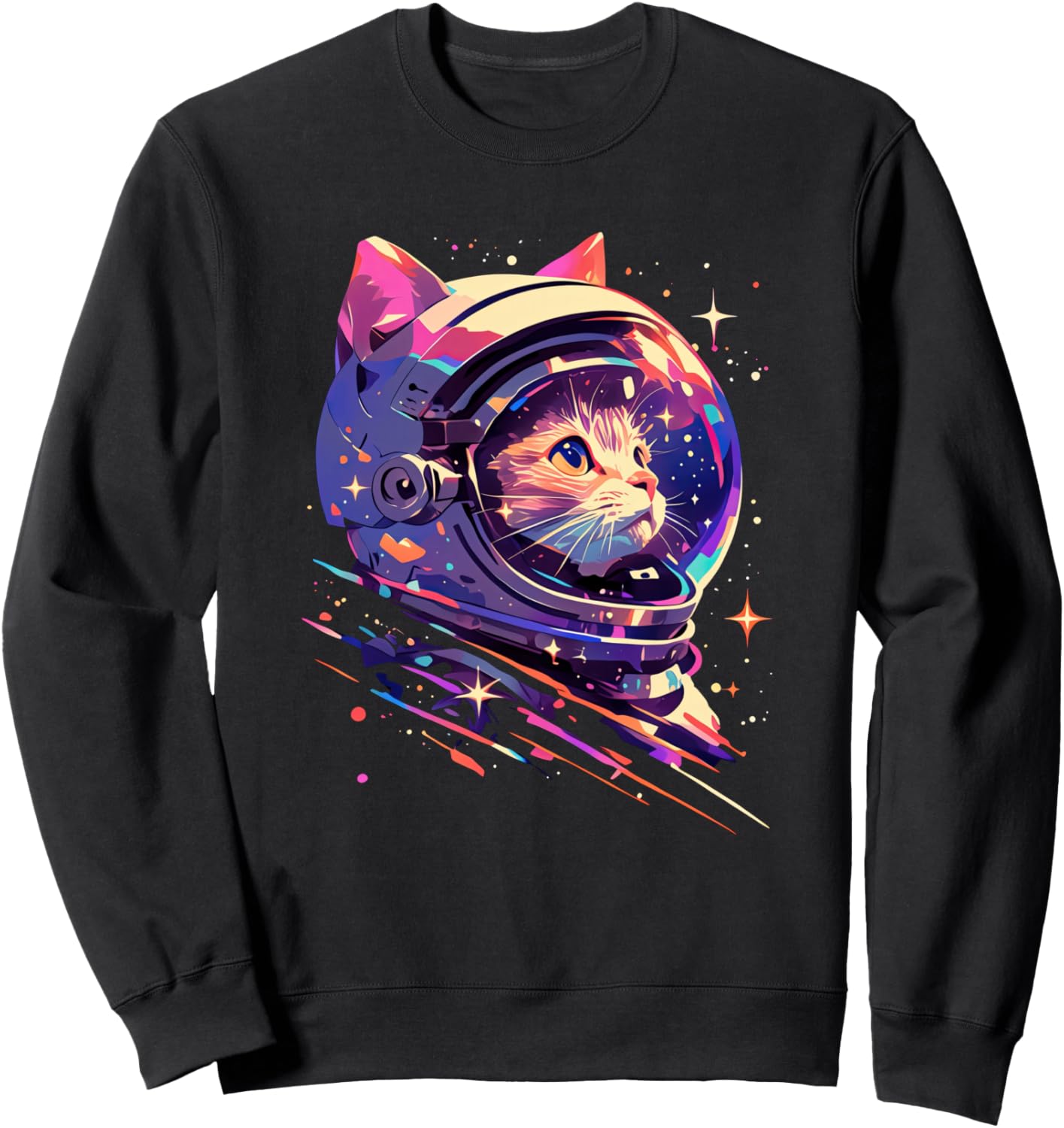 

Толстовка с котом-космонавтом в стиле «Мечтательная космическая атмосфера», яркого цвета Celestial Cat Designs, черный