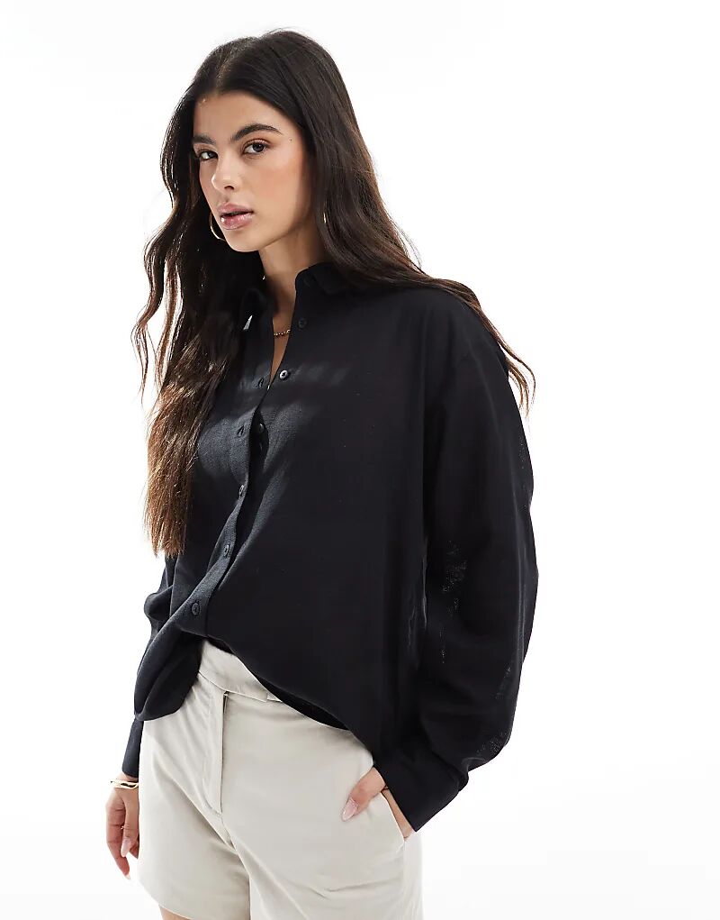 

Рубашка из льняной смеси ASOS DESIGN черного цвета
