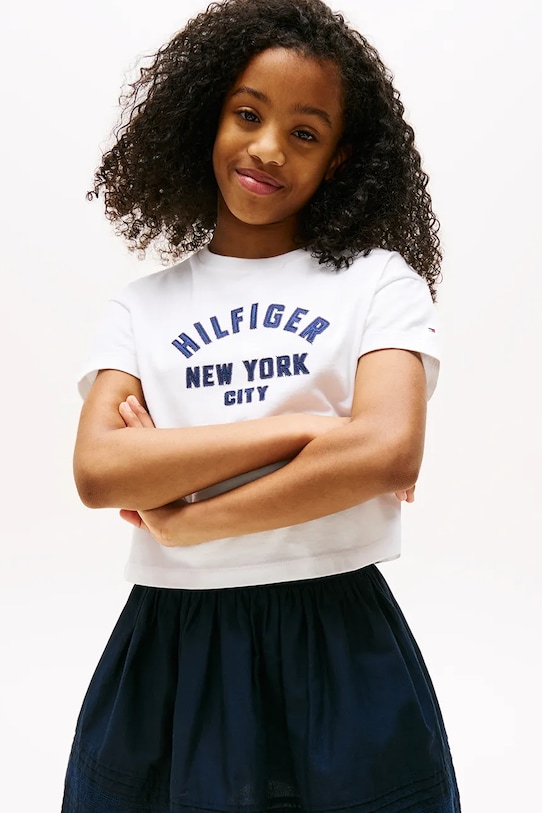 

Детская хлопковая футболка Tommy Hilfiger, белый