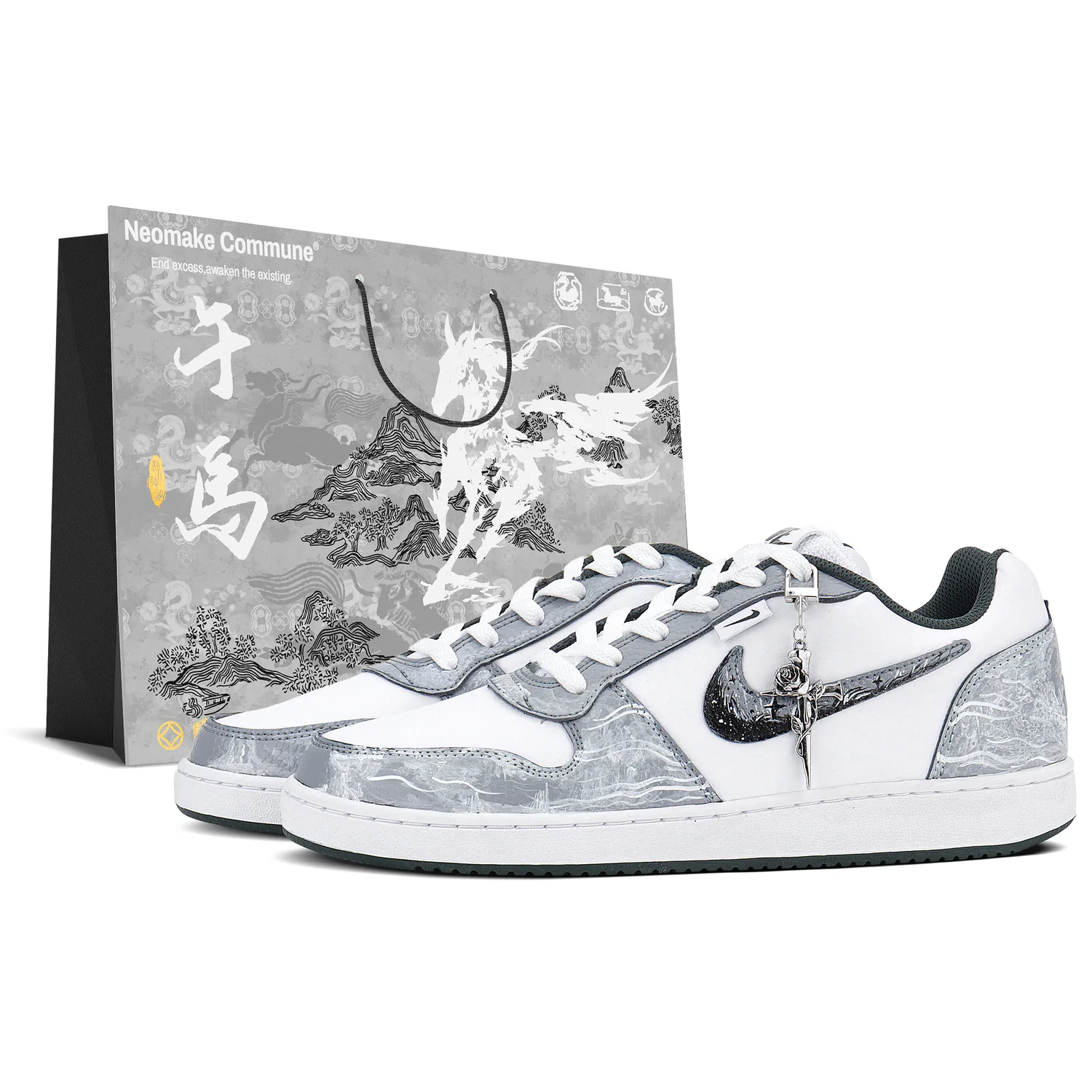 Nike Кроссовки мужские low top EBERNON серые с амортизацией и износостойкостью