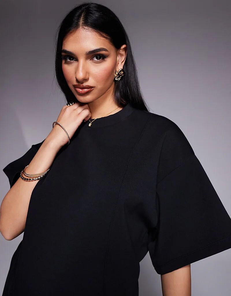 

Футболка свободного кроя ASOS DESIGN из джерси с декоративными швами, черная