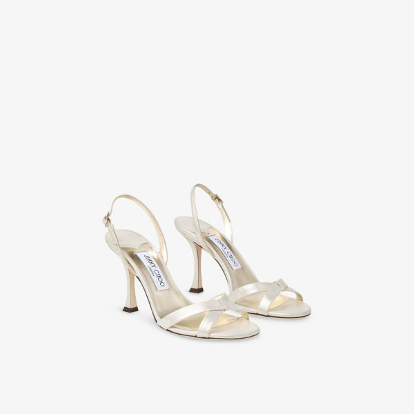 Босоножки замшевые Jimmy Choo Elsy 90, золотой — фото 4