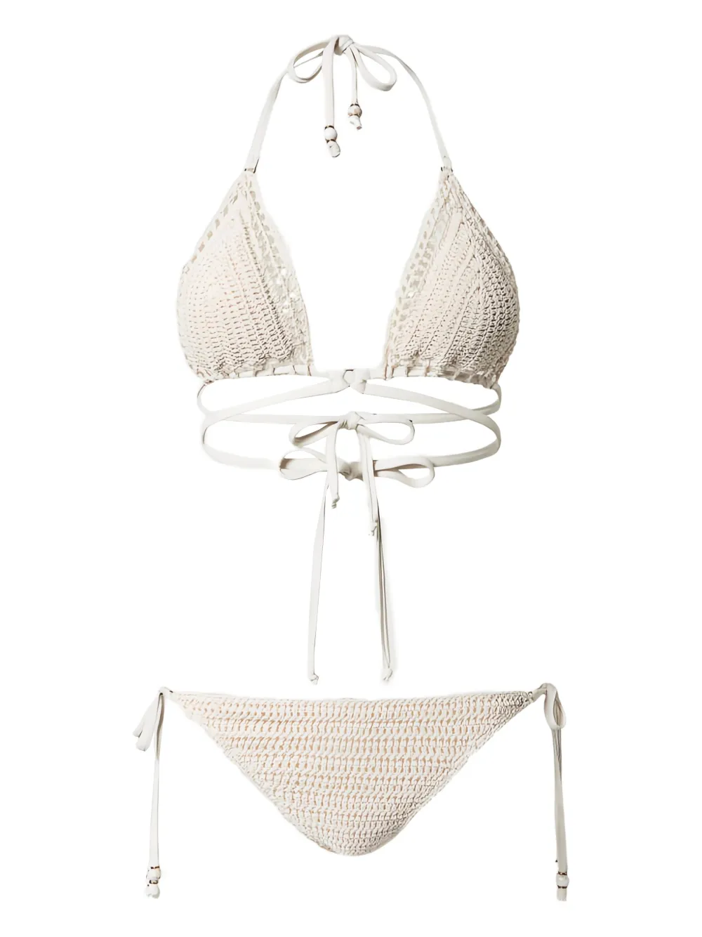 

Бикини с треугольным лифом, связанным крючком TWINSET, нейтральный
