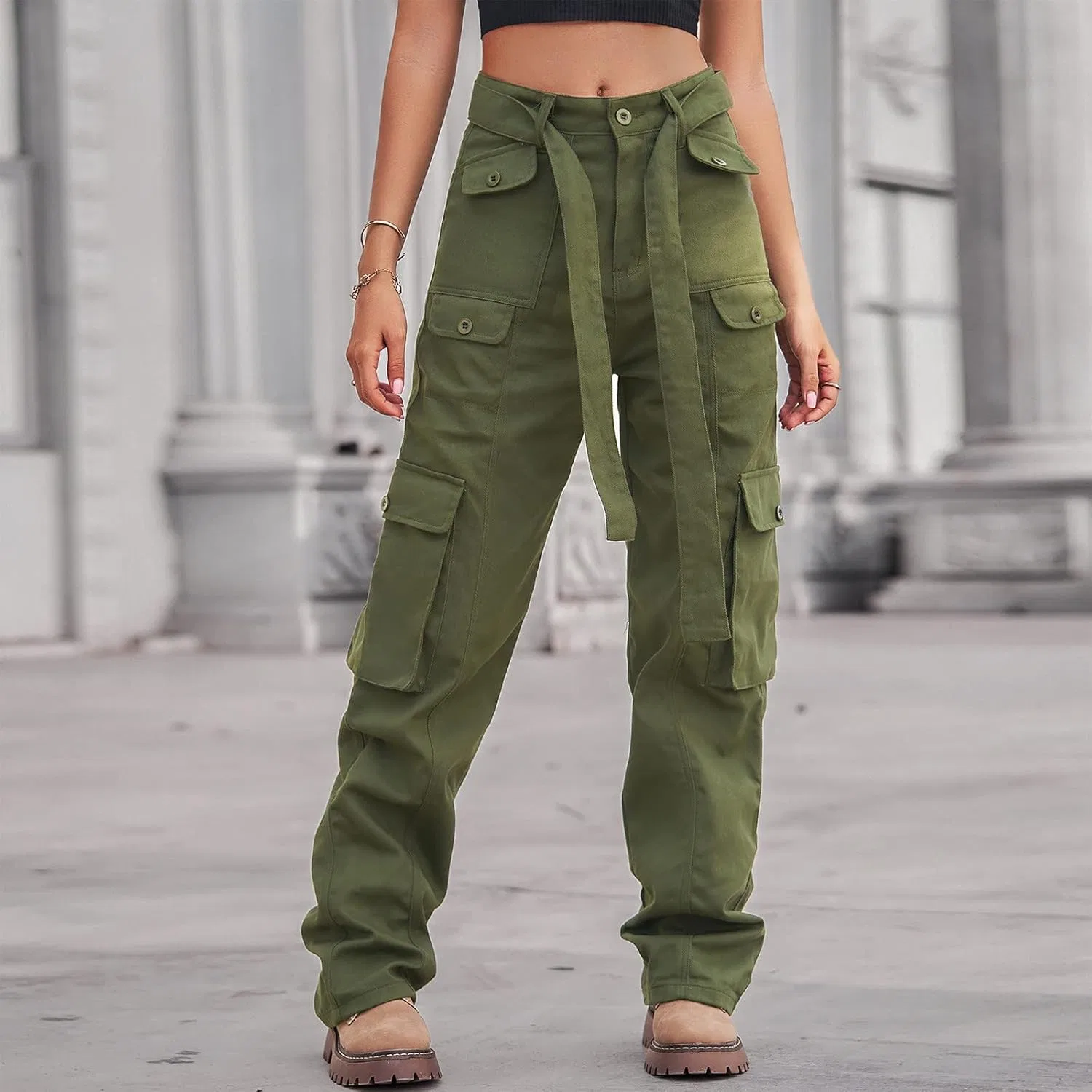 Джинсы мешковатые, Y2K, Army Green — фото 2