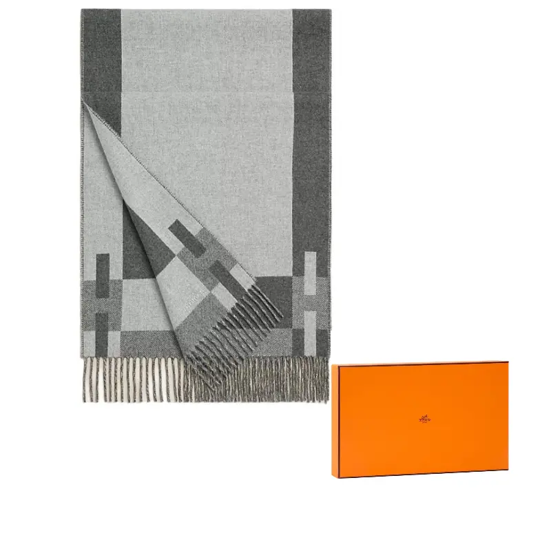 

HERMES Серый кашемировый шарф для мужчин, Gray