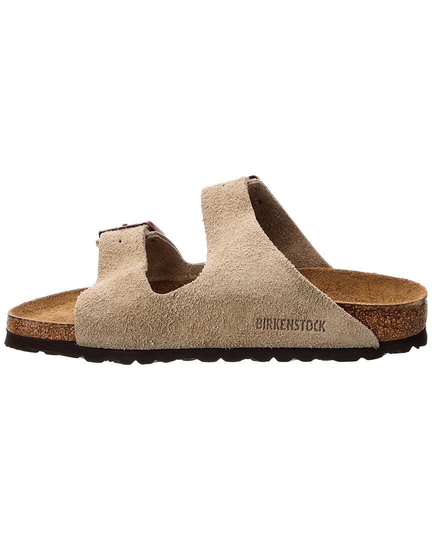 Сандалии Birkenstock Arizona Narrow Fit из кожи и замши со стелькой, серо-коричневый — фото 2