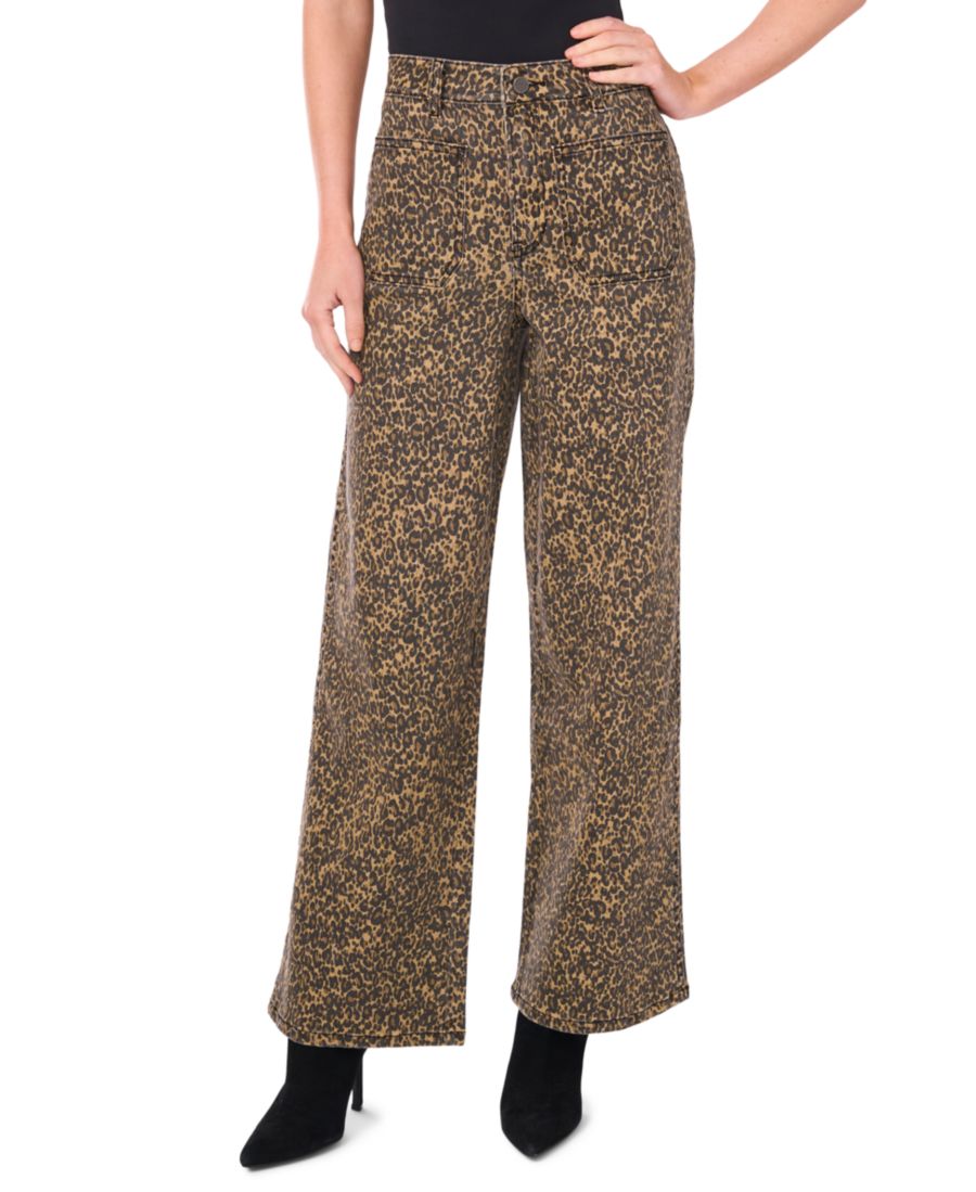 

Женские джинсы с широкими штанинами и анималистическим принтом Vince Camuto, Khaki Haze