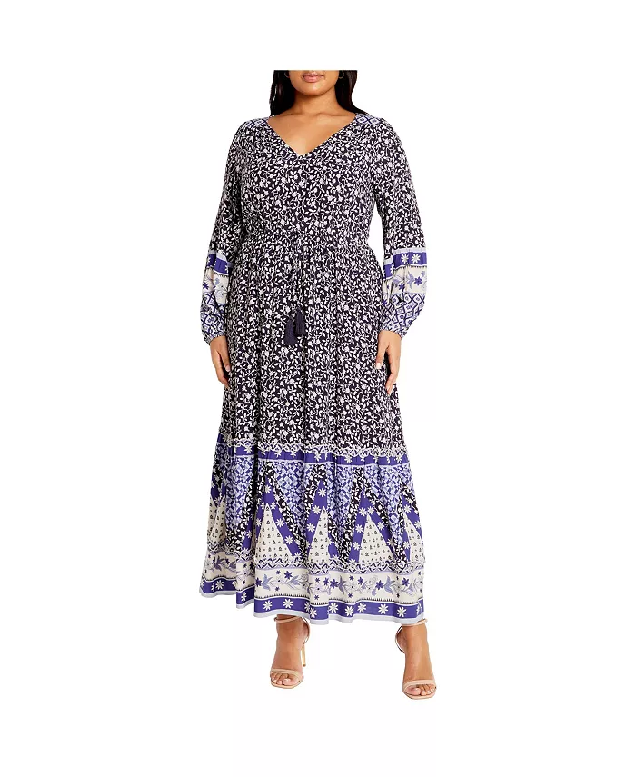 

Платье макси Faith Placement Plus Size CITY CHIC, синий