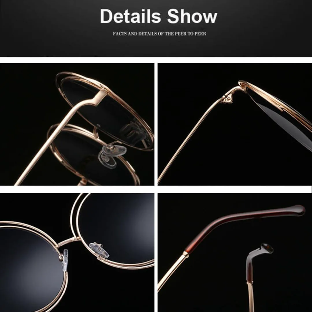 

Винтажные большие круглые солнцезащитные очки для женщин, оправа из сплава с полым профилем, модные солнцезащитные очки с защитой от УФ-излучения UV400 UUPTTPL, 14