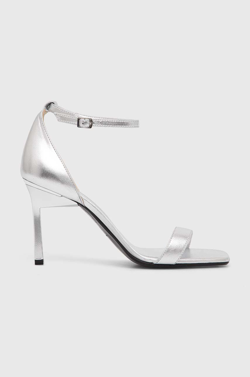 

Кожаные сандалии Calvin Klein HEEL SANDAL 90 MET, серебряный