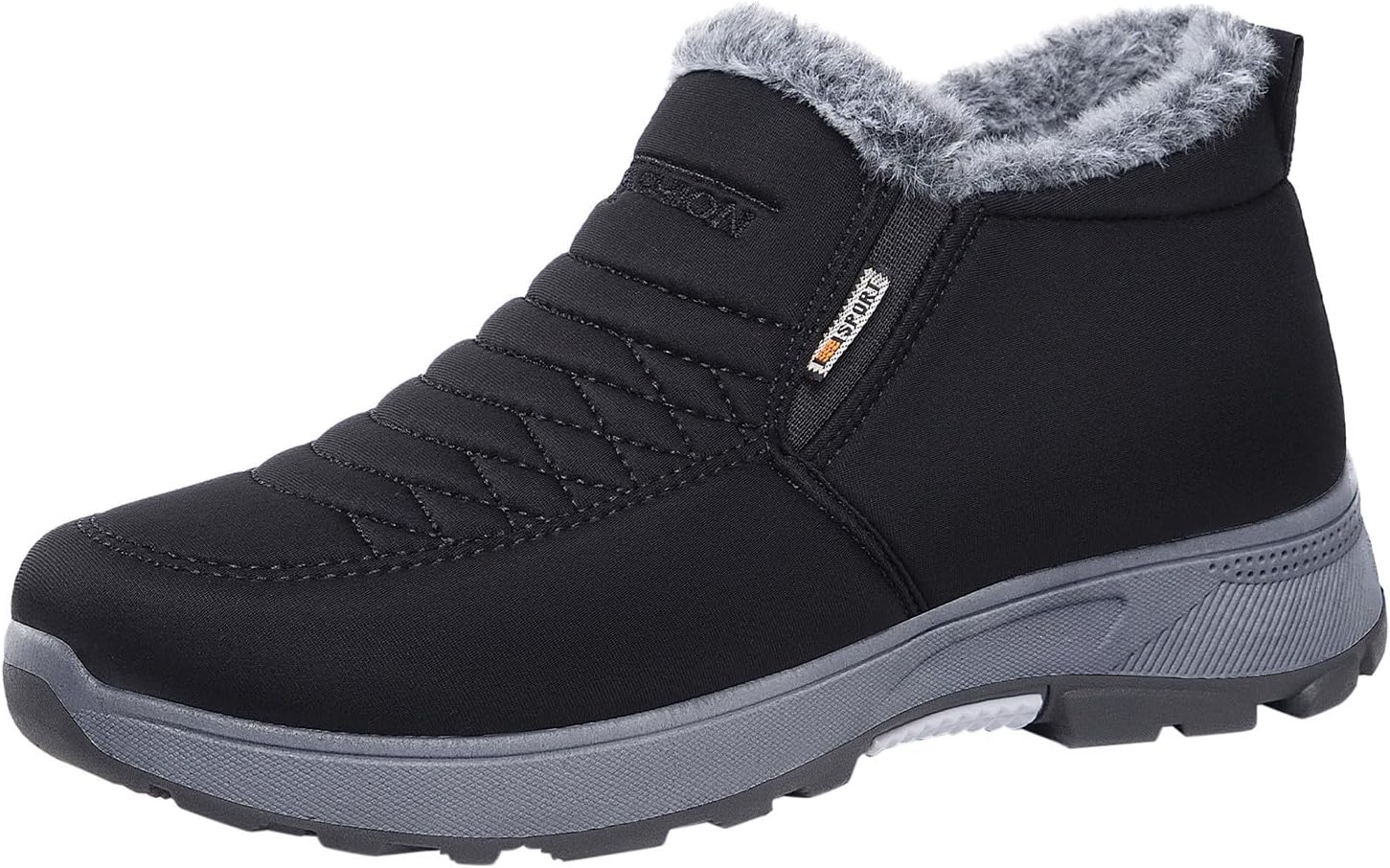 

Мужские зимние теплые снежные ботинки, повседневные легкие зимние туфли с искусственным мехом и термоизоляцией, с поддержкой свода стопы, водонепроницаемые походные ботинки на себя Generic, черный