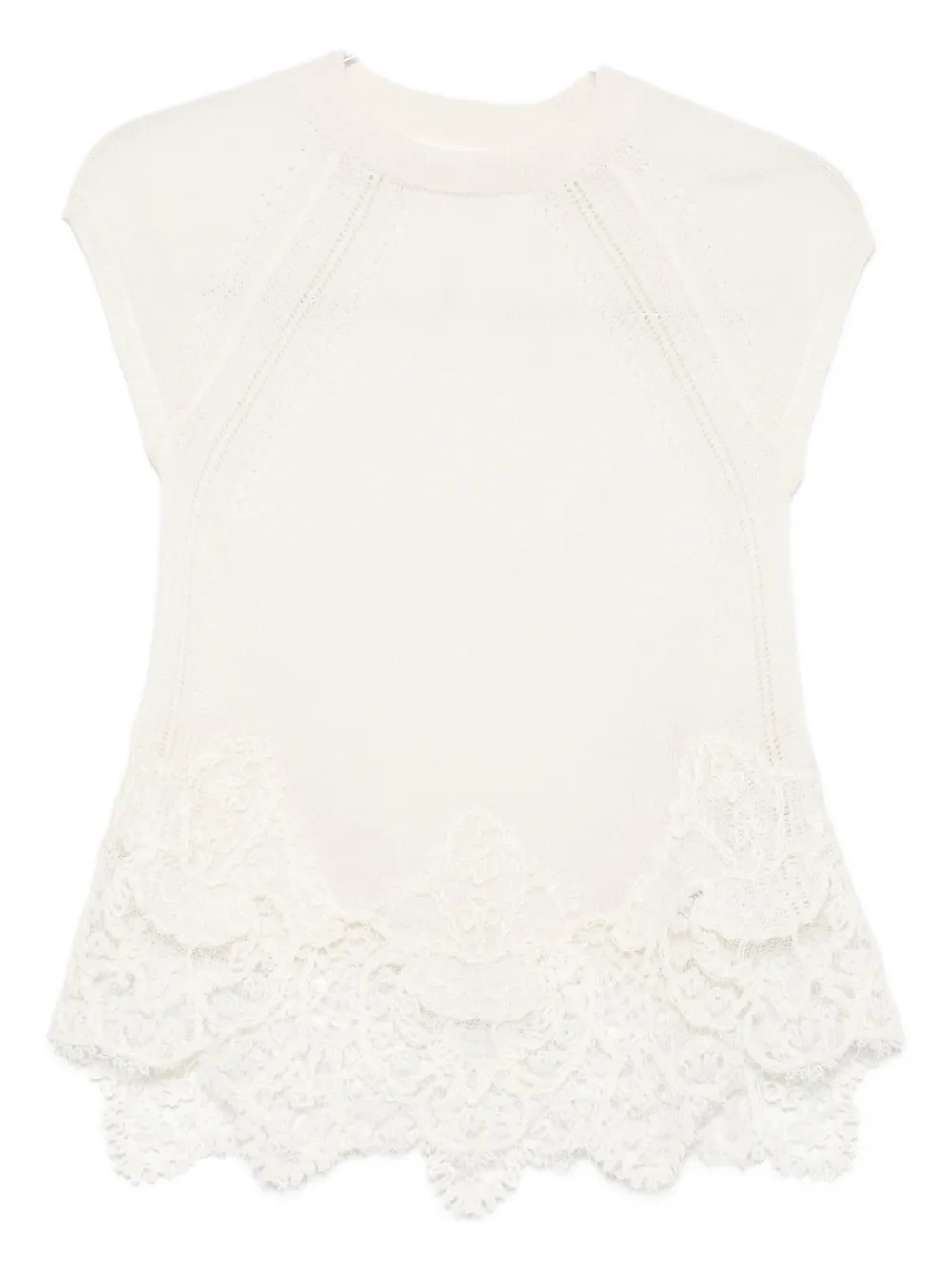 

Трикотажный топ с кружевной отделкой Ermanno Scervino, белый