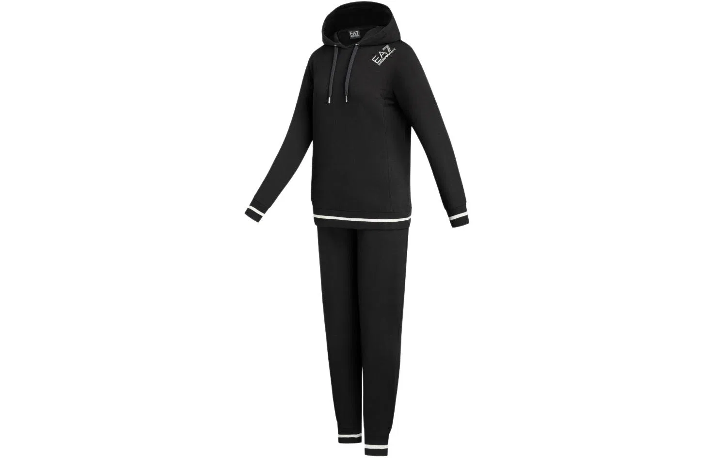 Трехполосный спортивный костюм из хлопка EMPORIO ARMANI, Black — фото 4