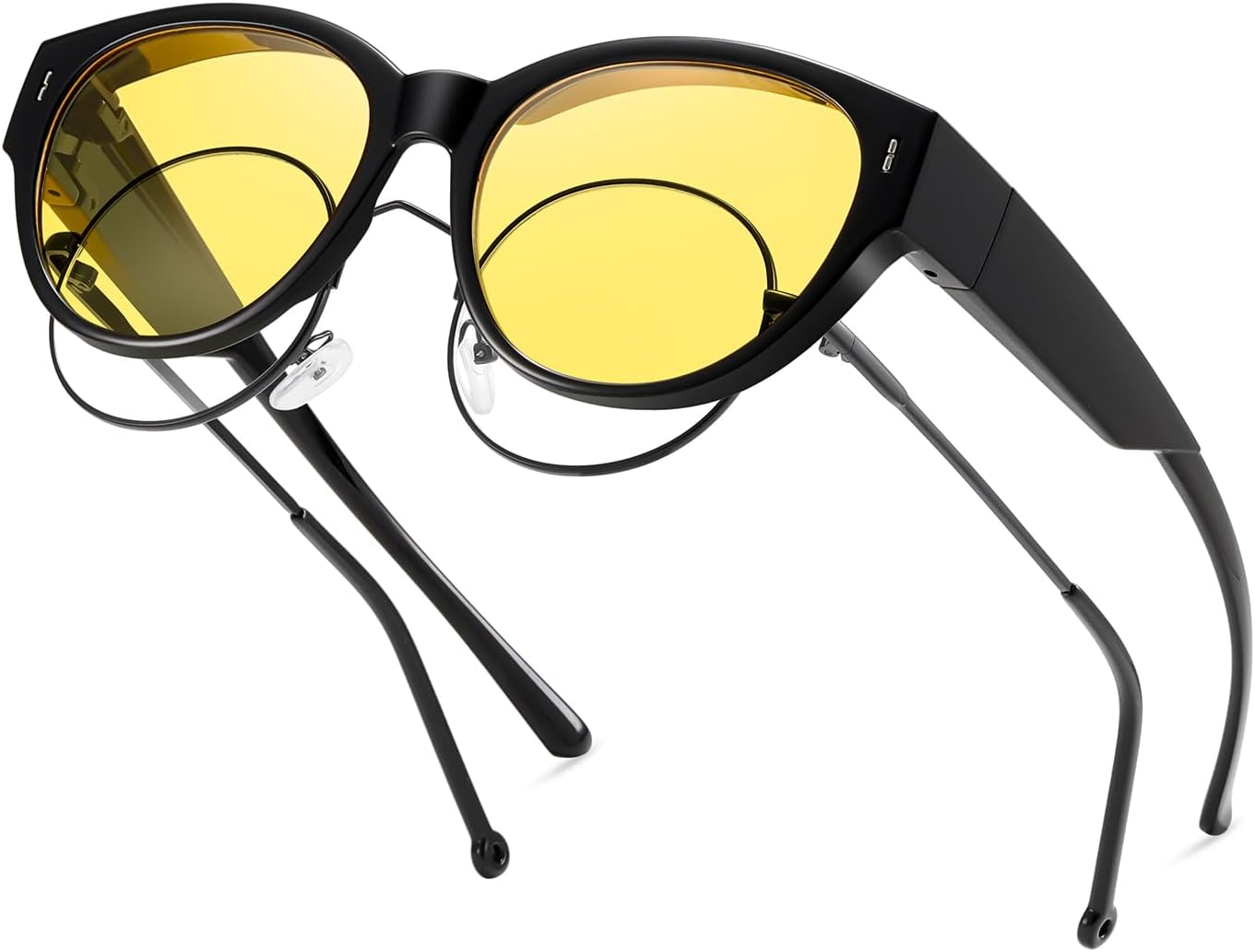 

Поляризованные солнцезащитные очки для женщин и мужчин, модные очки «кошачий глаз» для вождения и езды с защитой от УФ-излучения UV400 Thryvox, Black/Night Vision Yellow