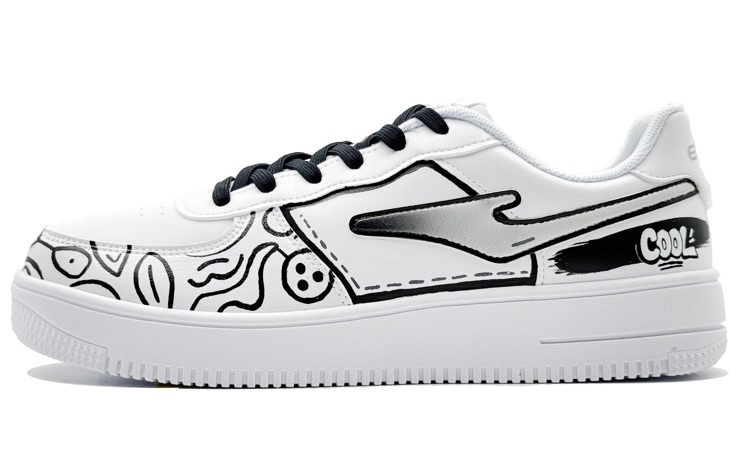 

Erke Скейтборд-кроссовки мужские противоскользящие износостойкие дышащие низкие белые черные бело-черные, цвет White Black