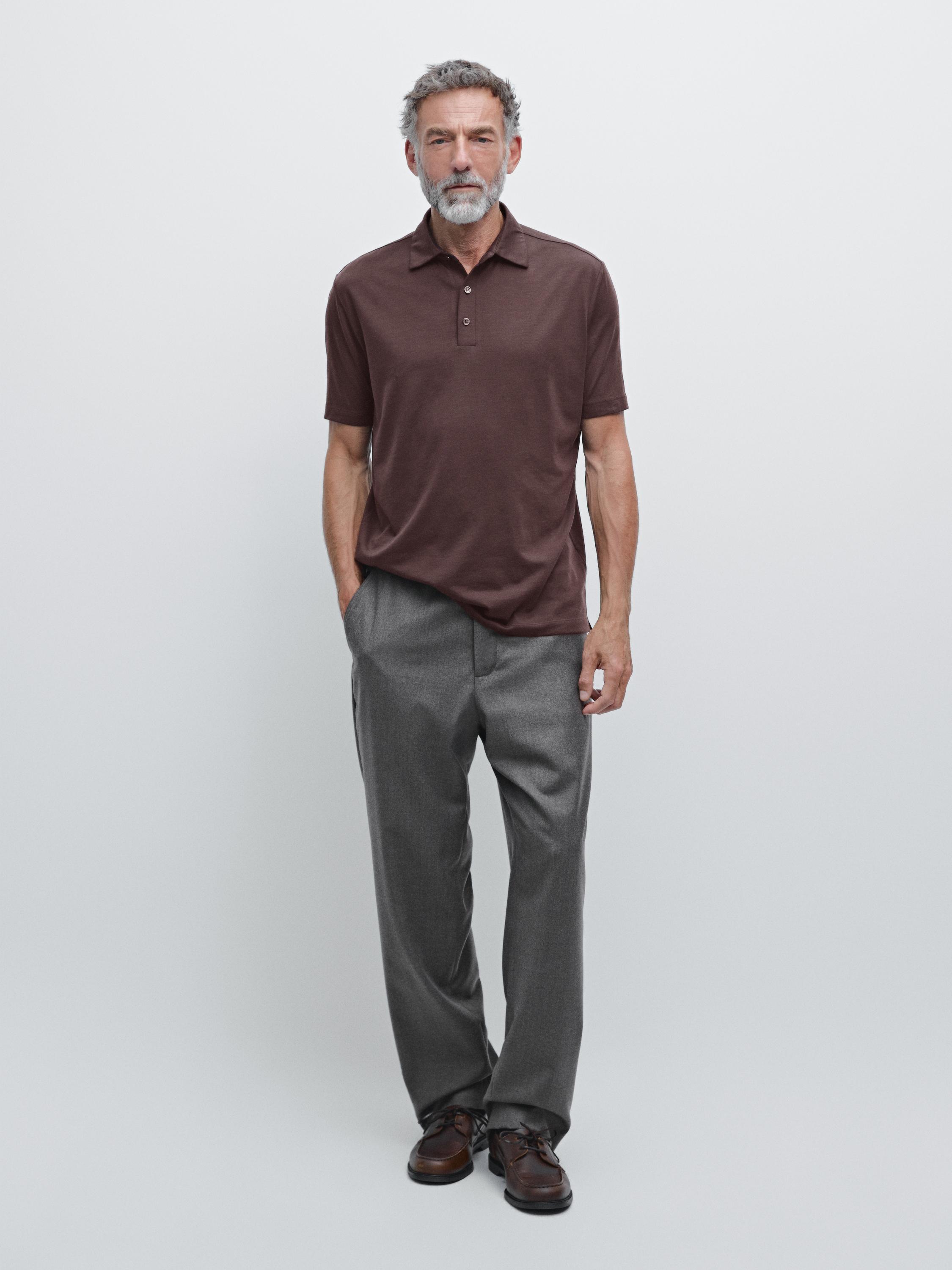 

Рубашка-Поло с короткими рукавами из шерстяной смеси Massimo Dutti, бургундия