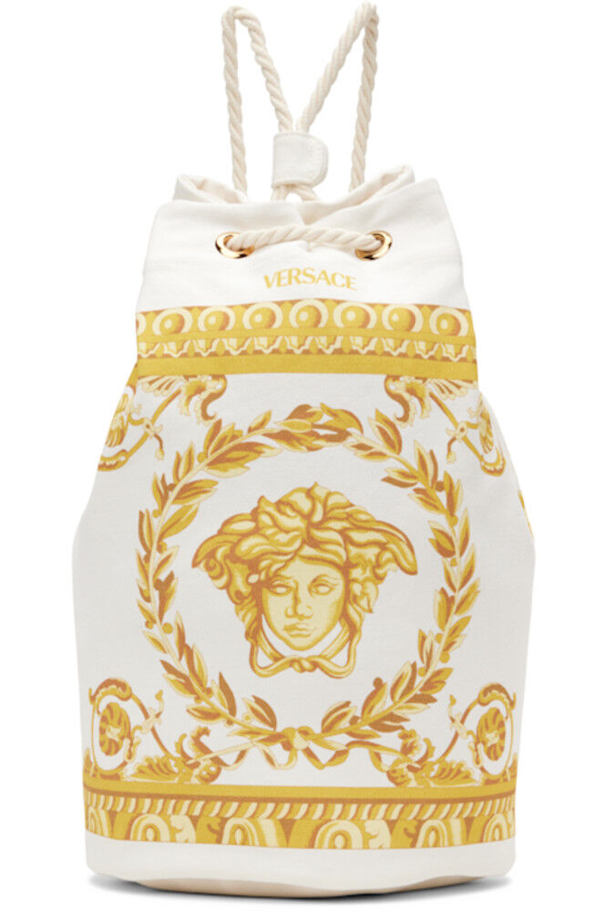 

Детская сумка-слинг из холста белого и золотого цвета Versace