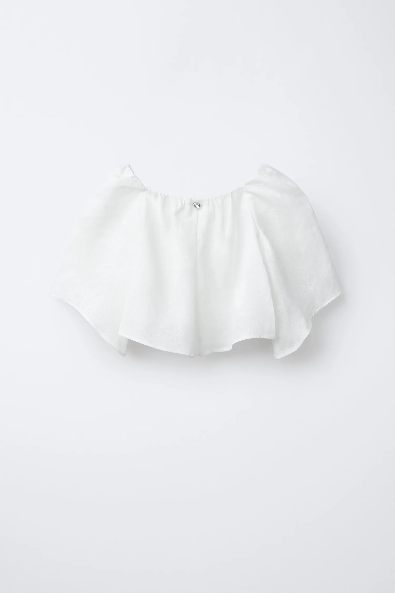 Льняной топ с декоративным сердечком Zara, белый