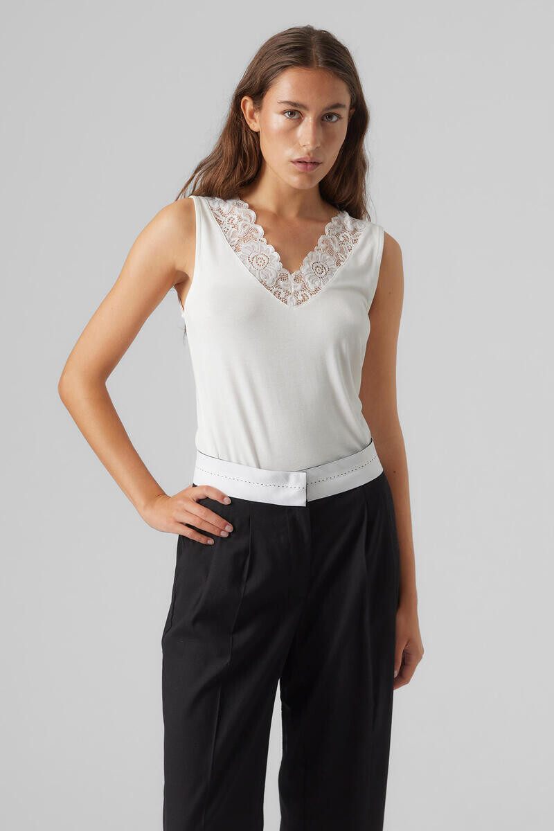 

Кружевной топ без рукавов Vero Moda, белый