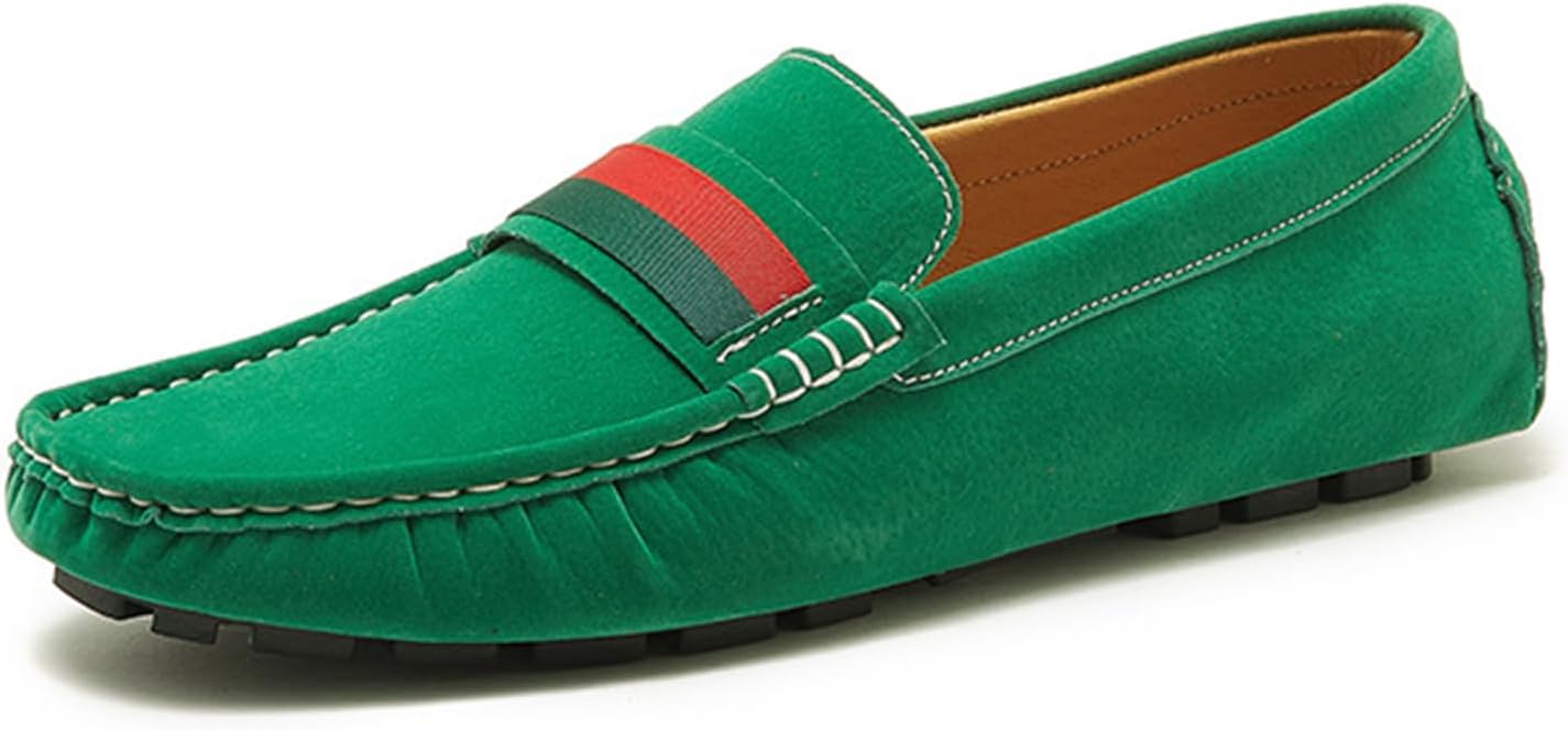 

Мужские лоферы-пенни, замшевые слипоны-мокасины с полосатой лентой, стильная повседневная обувь Dacnakby, зеленый