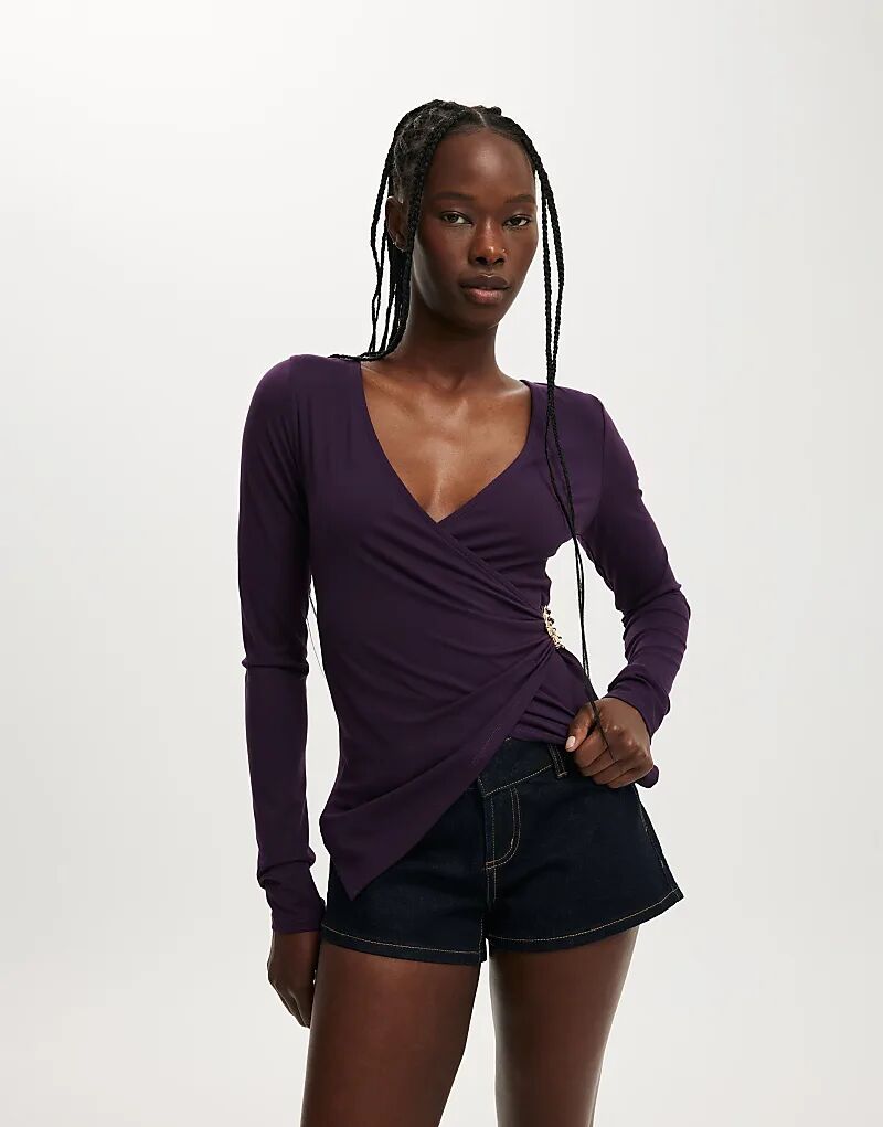 

Лонгслив с длинными рукавами и отделкой Cotton On Trim в бордовом цвете