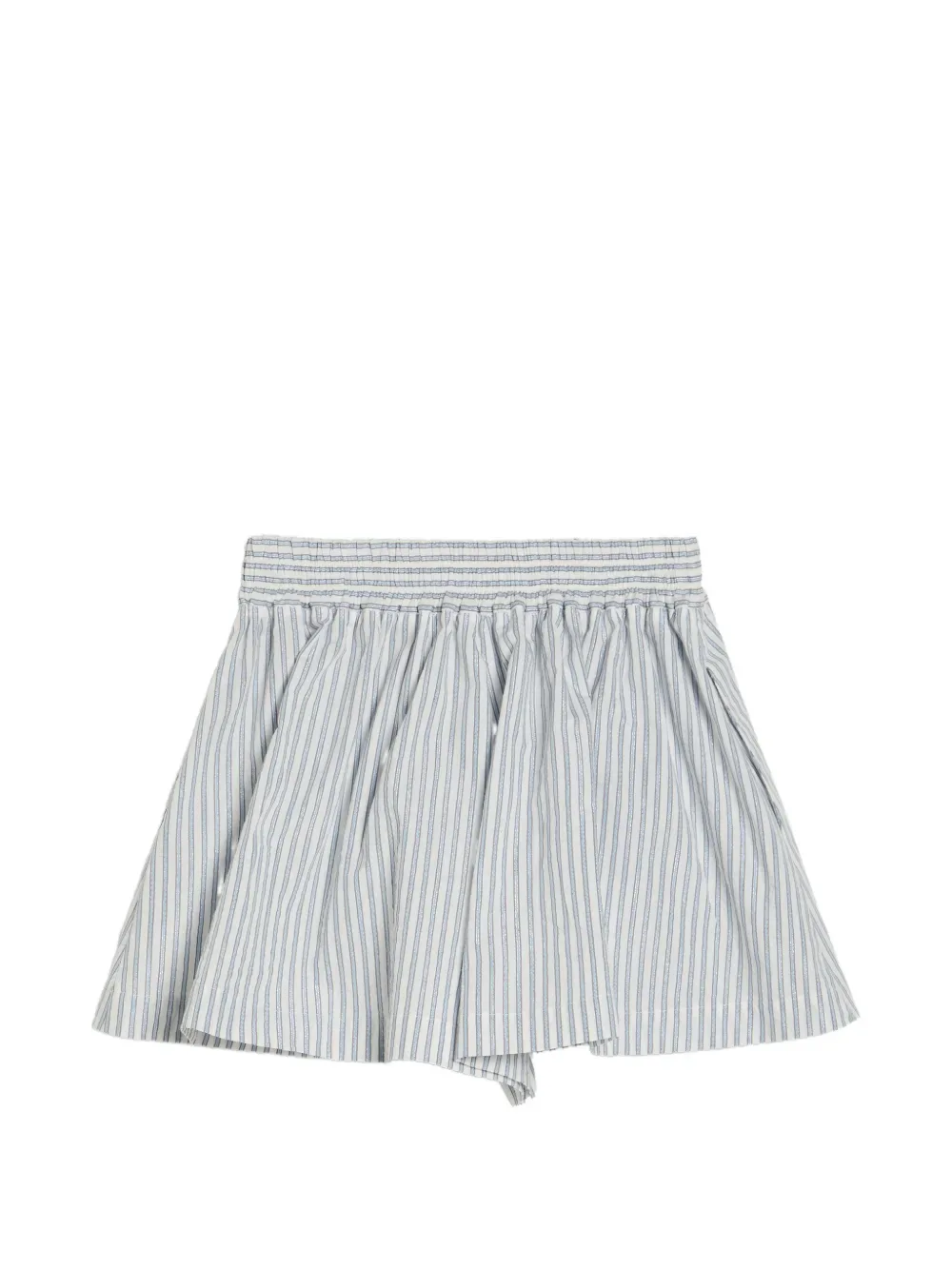 Расклешенная юбка-шорты в полоску Brunello Cucinelli Kids, белый — фото 2