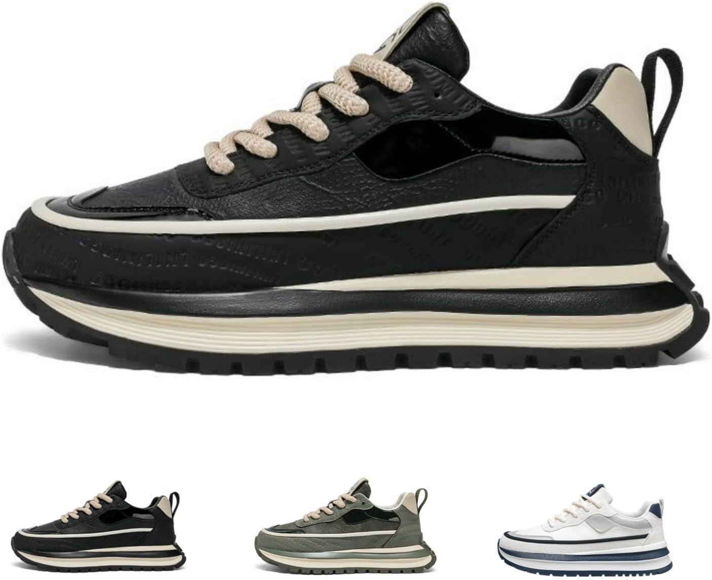 

Мужские ретро-кроссовки MACEFIL с массивной подошвой, противоскользящие, прочные, удобные, для спорта и повседневной носки, черный