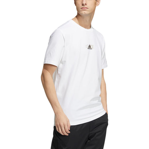 Футболка adidas Solid Color Logo Breathable Round Neck Short Sleeve White, мультиколор — фото 4