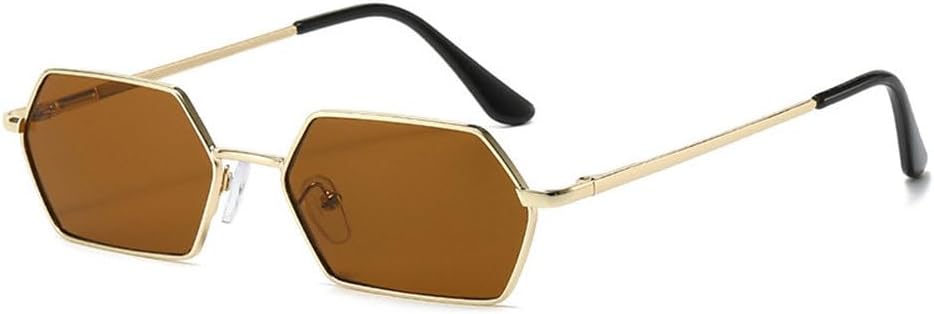 

Классические солнцезащитные очки Polygon для мужчин, модные, в маленькой оправе, с красным зеркальным покрытием, женские солнцезащитные очки с защитой от УФ-излучения UV400 TKKTLLT, Gold-brown