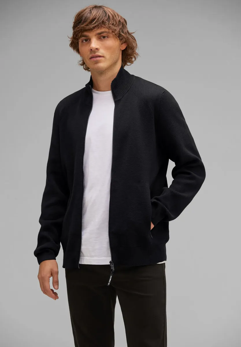 

STREET ONE МУЖСКОЙ кардиган, с воротником стойкой Street One Men, черный